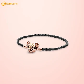 

Danturn Authentic 925 Sterling Silver Bracelet Sparkling Lion Princess, Woven Leather Bracelet for Jewelry Making Birthday Gift