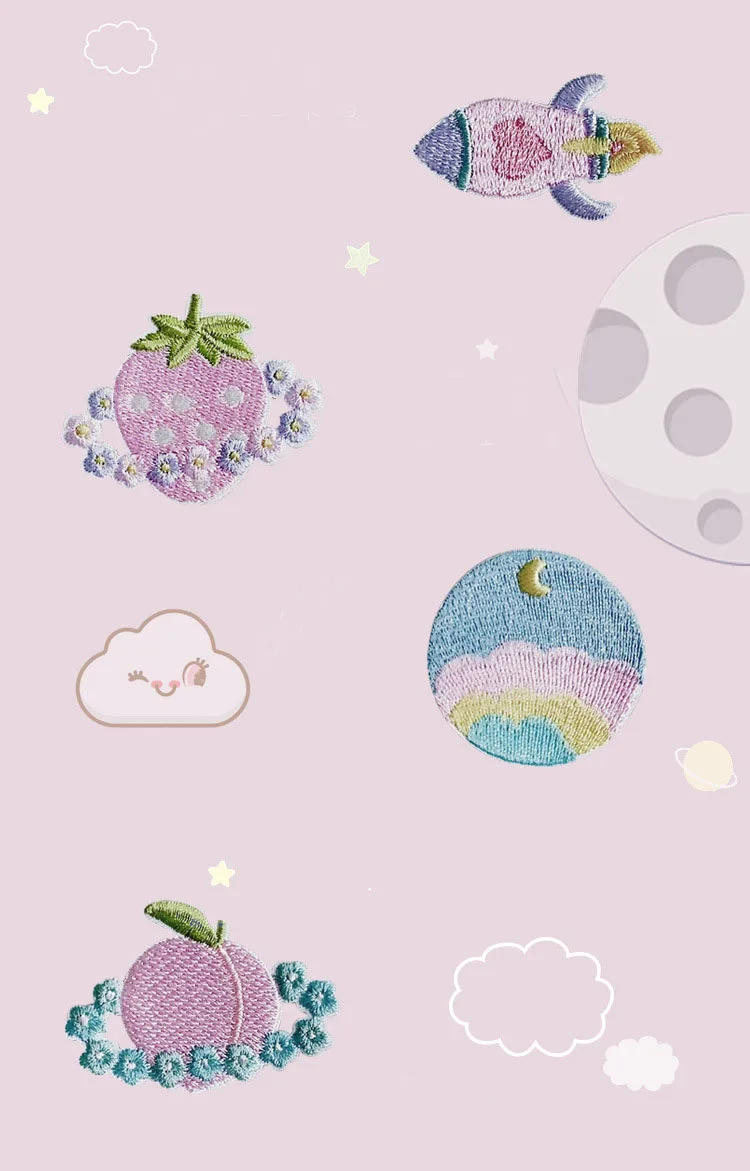 Description Picture 4 of itemPlanet Cute Patches Iron On Naszywki Na Ubrania Embroidery Patch For Clothing Flower Parches Para Ropa Bordados Ecusson A Coudre