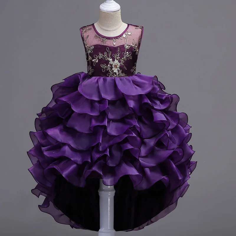 kids dresses for girls Flower embroidery tutu Kids Clothing Elegent Girls Dresses for Children Princess Party Custumes