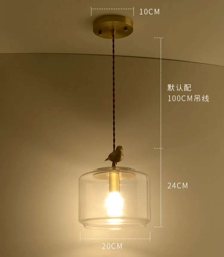 Nordic brass Pendant Light bedroom bedside glass round single head small Pendant Light restaurant bar table lamp mx12141142