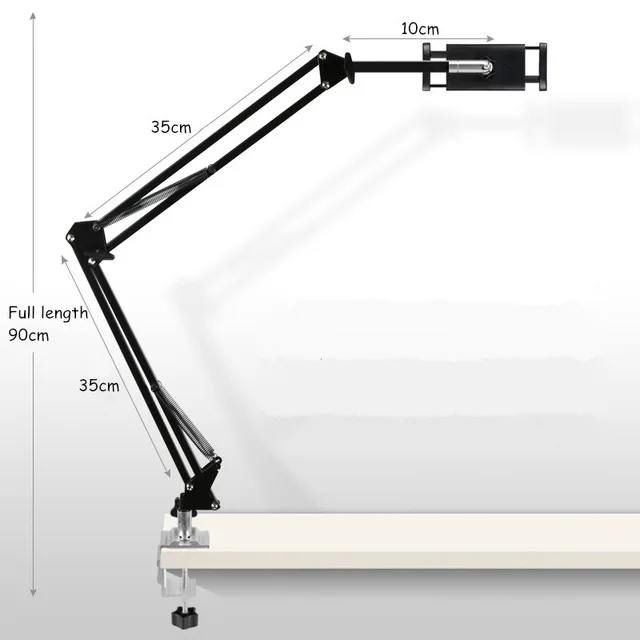 90cm Black Регулируемый кронштейн для планшета, подставка для кровати и стола, держатель для планшетов с вращением на 360 °/кронштейн для сотового телефона для iPhone iPad Air Mini Pro 4-13'' - Цвет: 90cm Black