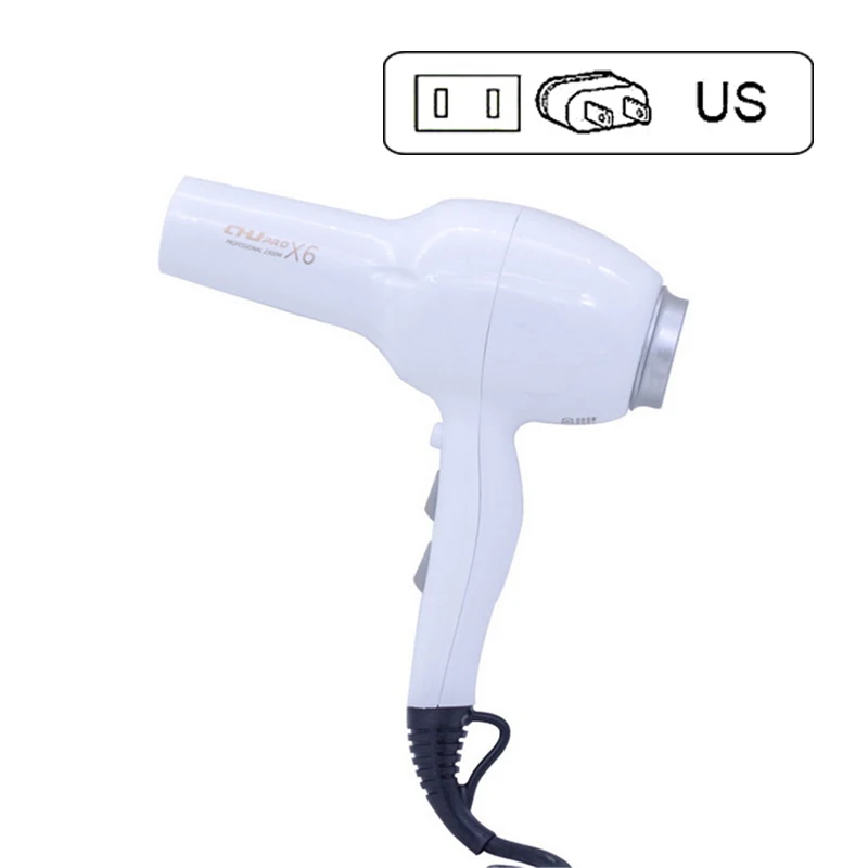 US Plug Домашний фен для волос, высокая мощность, горячая и воздуходувка холодного воздуха, фен для волос, 2000 Вт, низкий уровень шума, мощный вентилятор, мотор, 220 В, уход за волосами, инструменты для укладки - Цвет: US Plug