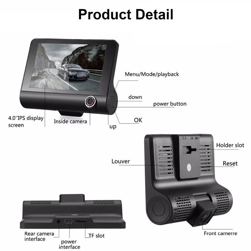 Full HD 1080P Dual Lens Car DVR Camera