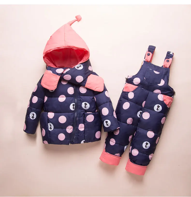 Детские теплые пуховики зимние комплекты одежды для детей комплект из 2 предметов: пальто+ комбинезон, одежда для маленьких девочек 1-4 лет зимний комбинезон для мальчиков