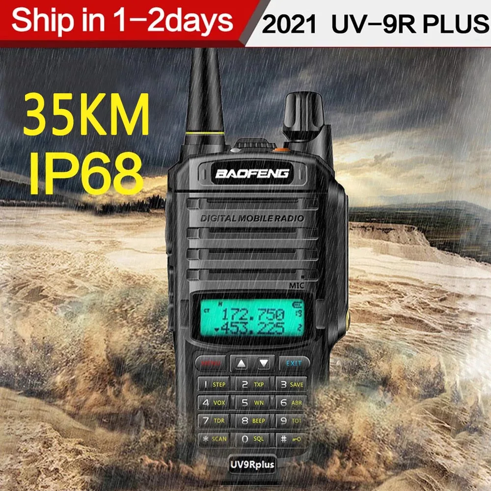 Baofeng-walkie-talkie UV-9R plus, resistente al agua IP68, alta potencia, CB Ham, 30-50 KM, largo alcance, UV9R, portátil, Radio bidireccional, 2021