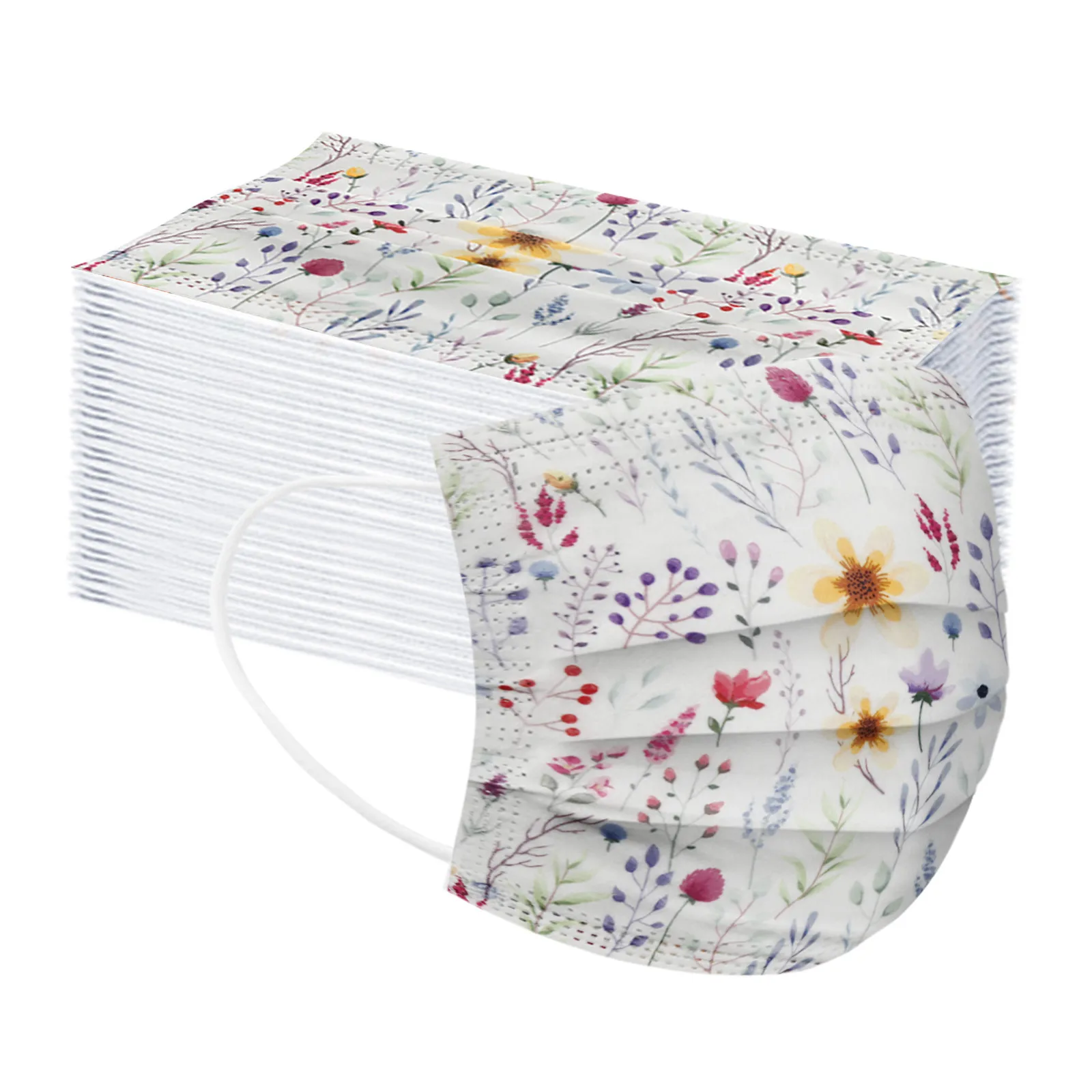 10/20/30/40/50/100PCS Adult Mask Disposable Face Mask Flower Print Women Breathable Mouth Masks Industrial 3Ply Ear Loop face mask