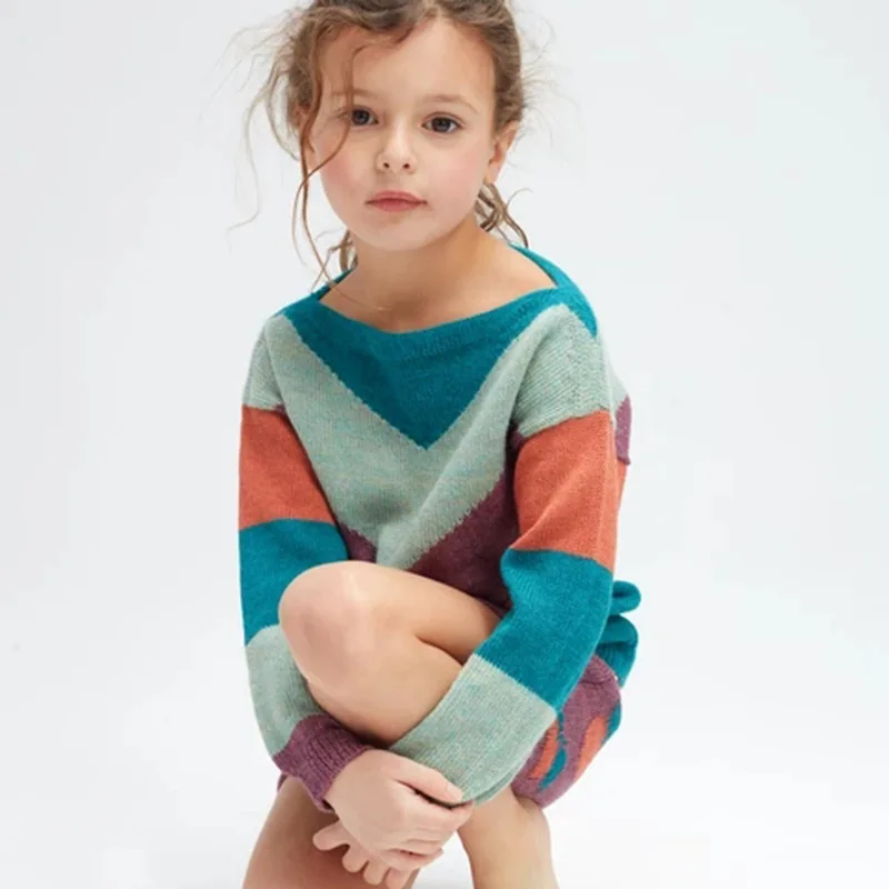 

New Baby Pullover Sweater Patchwork Knitted Cardigan Jacket Kids Sweater Coat Girls Cardigan Autumn Winter Toddler Tops Clothes