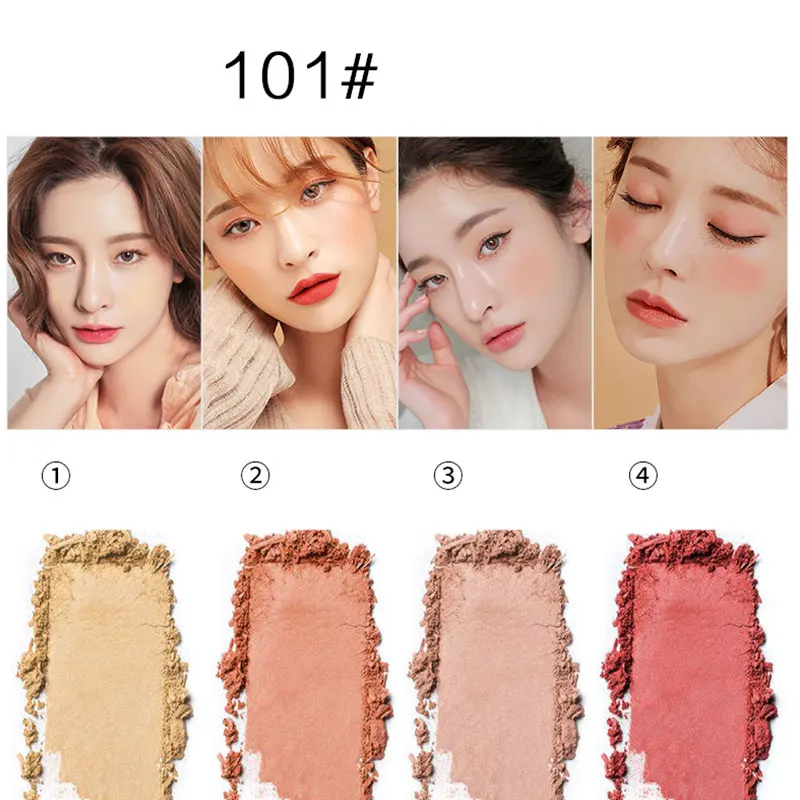 Горячая 4 цвета Highlighter пудра Румяна Палетка с кистью 3D контур лица хайлайтер затенение Пудра Косметика для макияжа лица