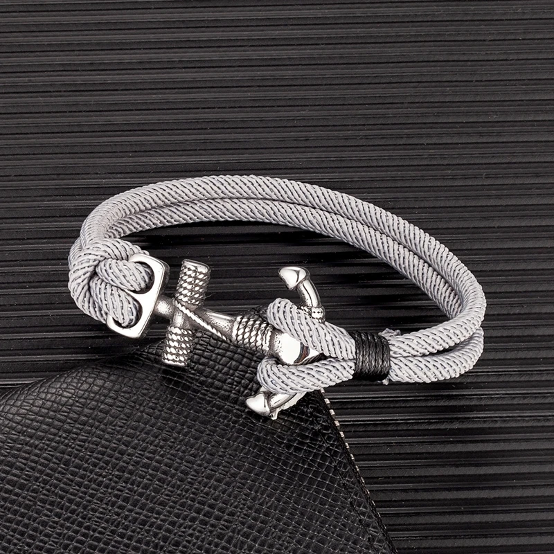 Bracelet Jewelry Waterproof Anchor Bracelets Men Double Strand Nautical Survival Rope Bracelet for Women Stainless Steel Navy Sport Buckle