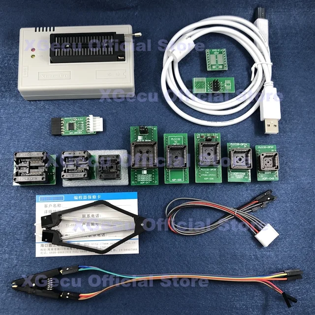 Black ZIF socket V10.27 XGecu TL866II Plus USB Programmer 15000+IC SPI Flash NAND EEPROM MCU PIC AVR+ 12PCS ADAPTER+IC EXTRACTOR