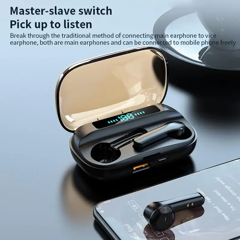 JS3 TWS Blue Technology Solution 5 0 Digital Display Touch Semi in ear Bluetooth Headset Mobile Phone Emergency Charging earbuds