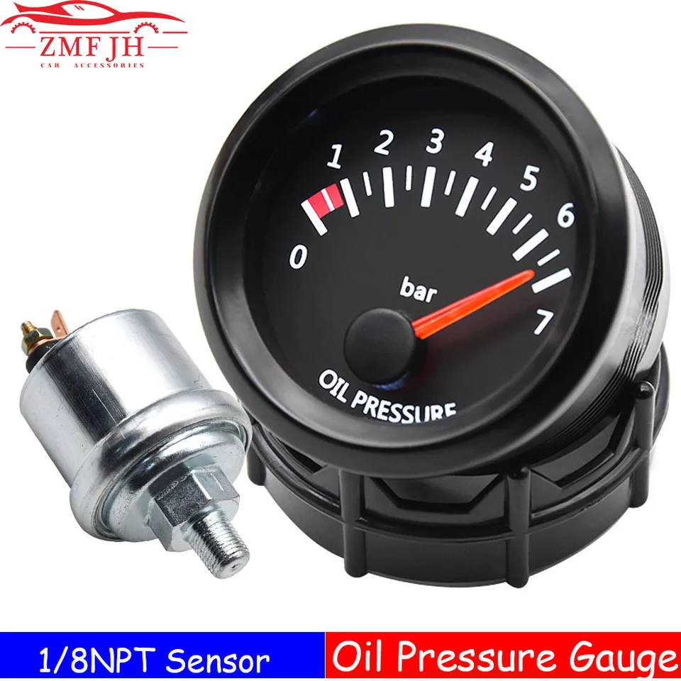 Auto Oliedrukmeter, 52mm/2in 12V oliedrukmeter, Universele Oliedruk Wit