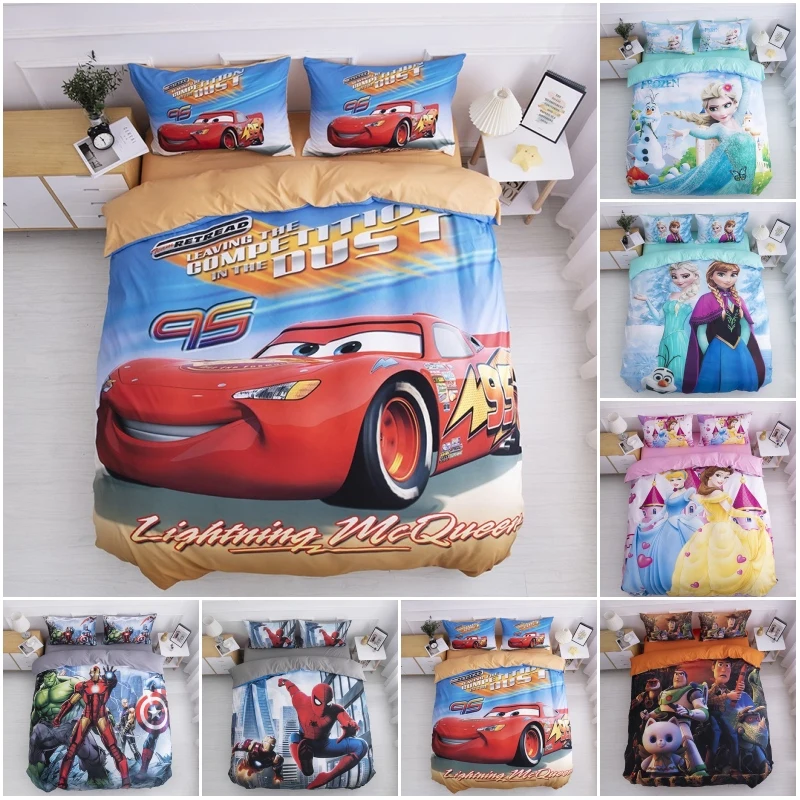 

Disney Avengers Spiderman Mc Queen Car Bedding Set Duvet Cover Pillowcase for Kids Baby Children Bed Birthday Gift 2020