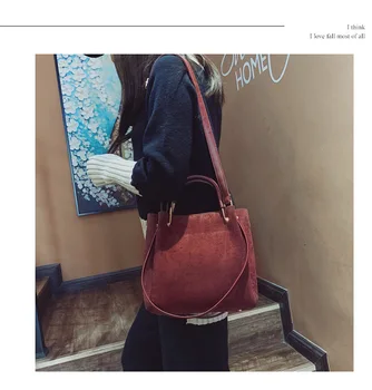 

Korean version of sanded three-dimensional bucket bag simple fashion magnetic button single shoulder oblique span women's bag