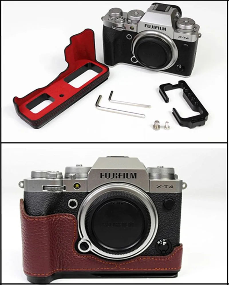 Сумка для камеры кожаный полукорпус чехол Fujifilm FUJI X-T4 XT4 нижний с отверстием