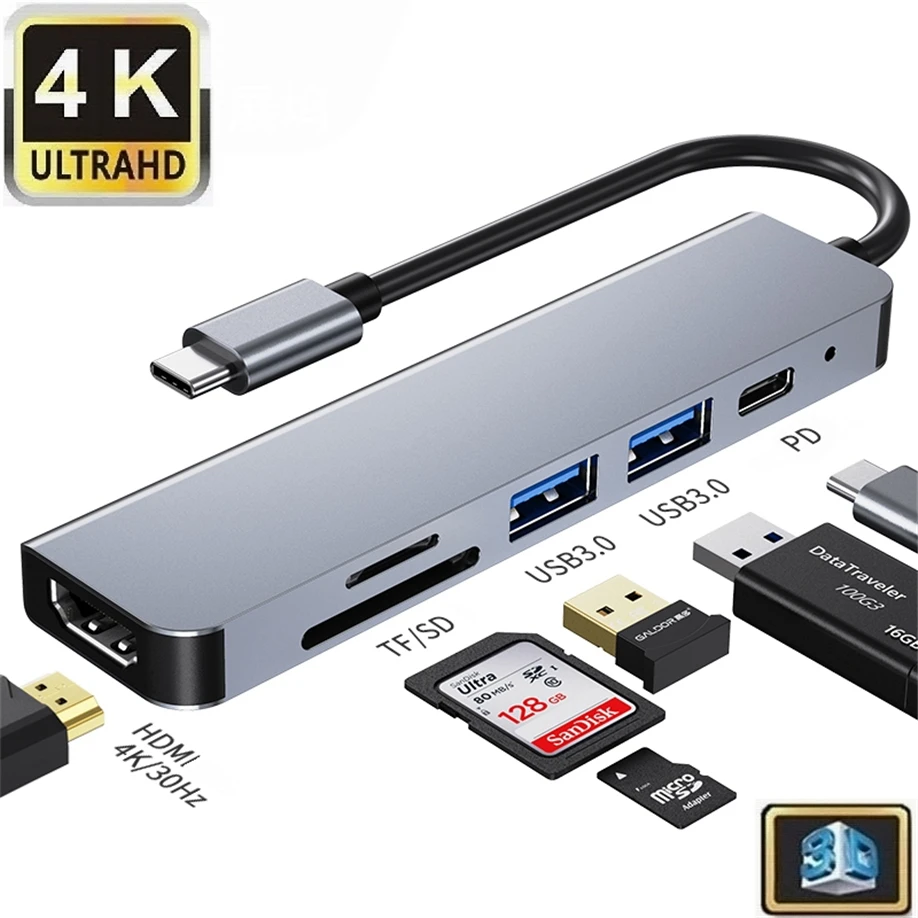 Bộ Chuyển Đổi Đa Năng 6 Trong 1 USB C Sang HDTV