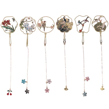 

1pc Metal Bookmark Chinese Style Color Tassel Retro Book Mark for Teachers Gift Student Supplies Gift Office School Stationery