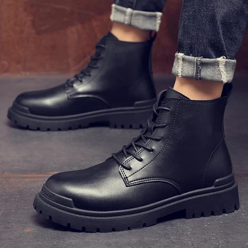 

Ankle Boots Men 2020 Spring&Autumn Classic Casual Boots Male Fashion Shoes Men Leather Casual Botas Motorcycle Work Men Boots