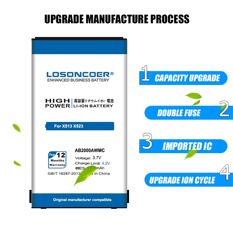 Аккумулятор LOSONCOER AB2000AWMC 3400 мАч для PHILIPS Xenium X501 X513 X523 X130 X623 X3560 X2300 X333 литий ионный