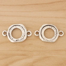 

20 Pieces Tibetan Silver Hammered Connector Charms Double Sided Blank 10mm Round Cabochon Setting for Bracelet Jewellery Making
