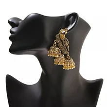 

2021 Hot Sale Vintage Women's Gold Peacock Indian Jewelry Gypsy Ethnic Boho Tribe Bell Long Tassel Drop Earrings Jewelry Gifts