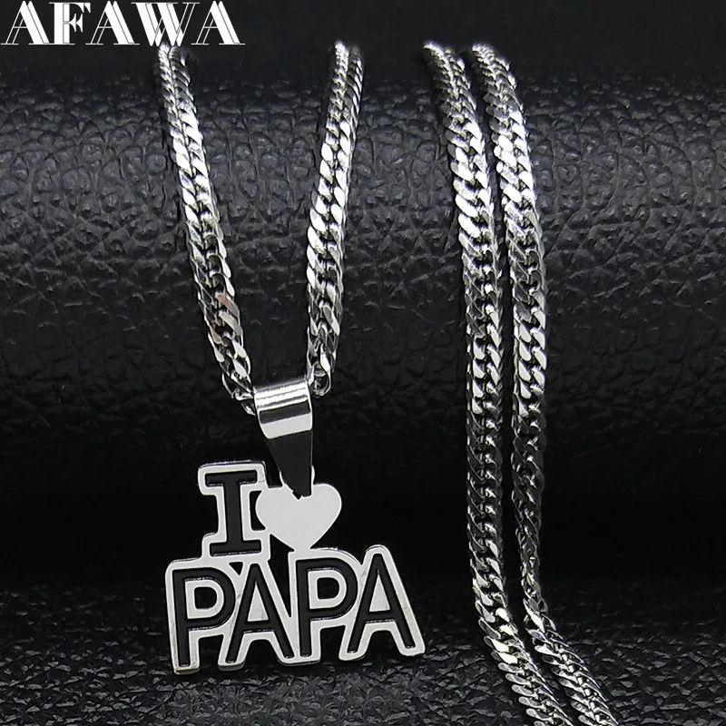 Ожерелья I Love PAPA из нержавеющей стали кулон для мужчин маленькие ожерелья