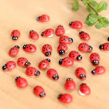 

10pcs/lot Mini Cabochon Ladybug Fairy Garden Miniatures Garden Ornament Decoration Micro Landscape Bonsai Figurine Resin Crafts