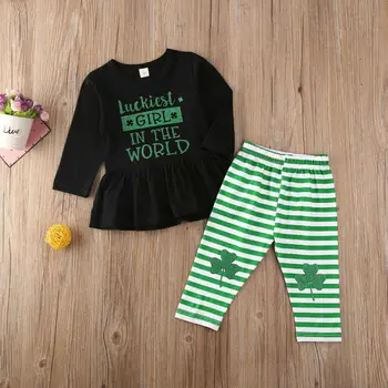 

US Toddler Kids Baby Clothes Tops T-Shirt Pants Leggings Patrick's Day Outfits
