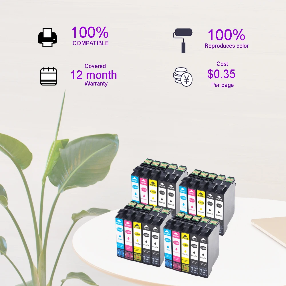 20 шт совместимый Epson 16XL T1631 1632 переработанного чернильного картриджа для WF 2650 WF-2630 WF-2660 WF-2750 WF-2760 XP-320 XP-420 XP-424