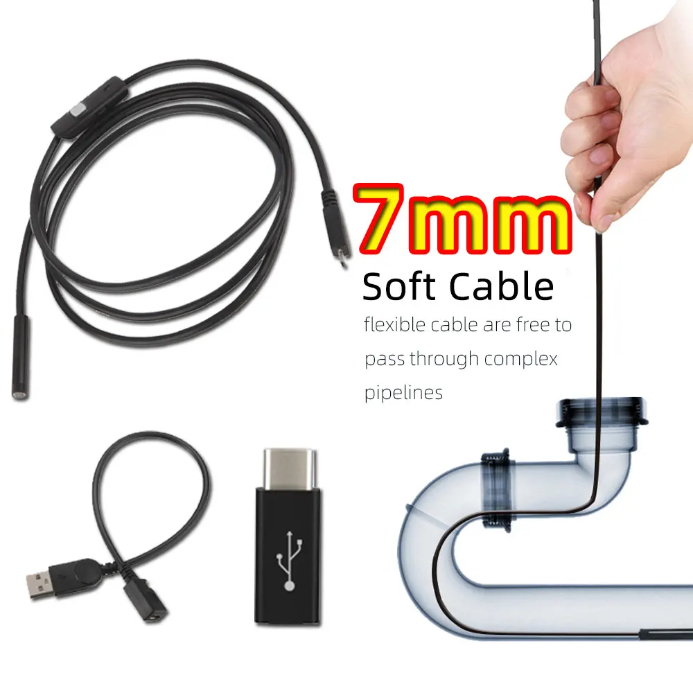 wireless home security cameras 7mm Flexible industrial Camera Endoscope USB C Android For Video Endoscope Camera Type C Mobile For Endoscopic Caram Boroscope outdoor camera system Surveillance Items