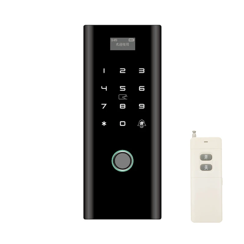 Black with 1 remote Умный дверной замок без ключа, отпечатков пальцев, биометрический замок с IC картой, пароль для домашнего офиса, Безрамное Стекло, толчок или раздвижная дверь - Цвет: Black with 1 remote