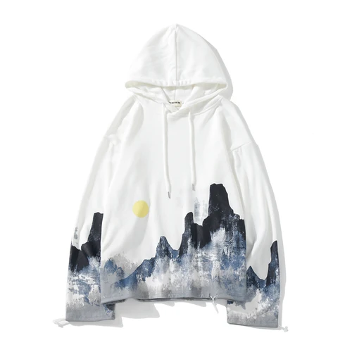 WRITE Осенне-зимняя Толстовка в китайском стиле с изображением пейзажа и брызгами, хлопковая толстовка в стиле Харадзюку в стиле хип-хоп для мужчин и женщин - Цвет: WRITE