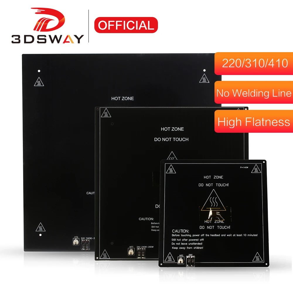 Parte mm Substrato de Alumínio Cama de Calor Quente 220 310 410 mm Ender3 Cama Aquecida 24v Placa de Viveiro Preto com Cabo 3dsway 3dprinter