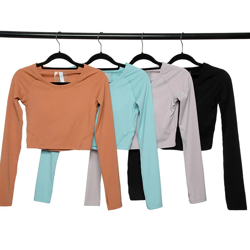 New Women Solid Color Sportswear 2/3Pcs Yoga Set Workout Gym Clothes Long  Sleeve Crop Top High Waist Leggings Sports Suit