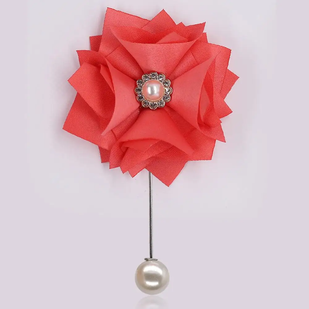 watermelon red 8 шт./лот, 23 Цвета, романтический искусственный цветочный корсаж с жемчугом, свадебная церемония, цветочный корсаж, булавка для жениха, свадебная XH2019-P - Цвет: watermelon red