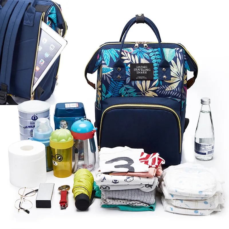 

Anti-Theft Maple Leaf Diaper Bag Fashion Printed Nylon Multi-functional Large Capacity Shoulder Mom Backpack MOTHER'S Bag Custom