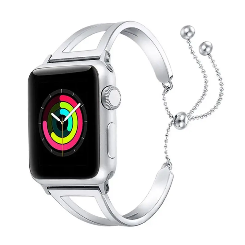 Женский ремешок для часов Apple Watch 38 мм 42 мм 40 мм 44 мм браслет из нержавеющей стали для Apple Watch ремешок iWatch серия 4 3 2 1 - Цвет: Серебристый