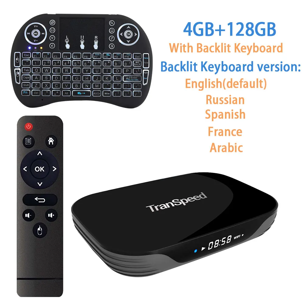 Transpeed Android 9,0 X3-AIR 8K 4K Ultra XDR tv BOX Youtube Netflix wifi Amlogic S905X3 4 ГБ 32 ГБ 64 Гб RGB светильник IP tv Box - Цвет: 128G with keyboard