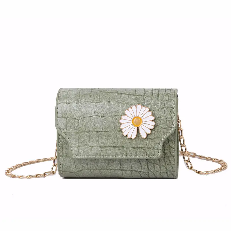 

Casual Ladies Chain Mini Messenger Bag Cute Daisy Flower Women Small Flap Square Shoulder Bags Vintage Girls Clutch Purse Bolsa