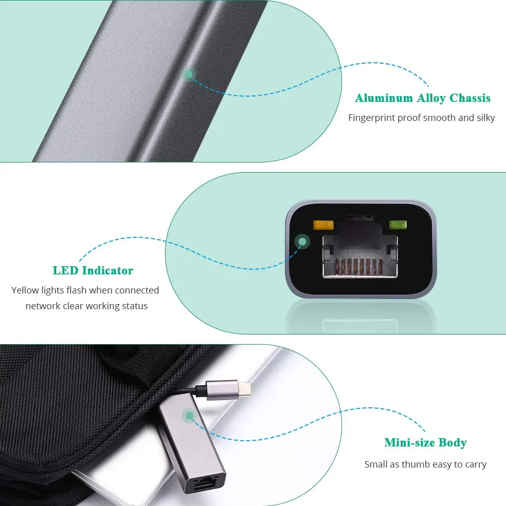 USB C Ethernet адаптер usb type C до 10/100/1000M RJ45 Lan адаптер для MacBook Pro huawei P30 USB C сетевой карты конвертер