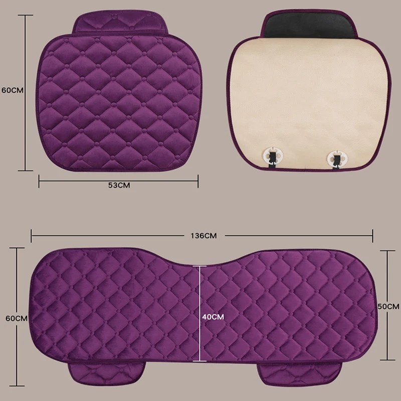 Plush Car Seat Covers Front/Rear/ Full Set Choose Car Seat Cushion Plush Pad Protector Accessories Anti-Slip