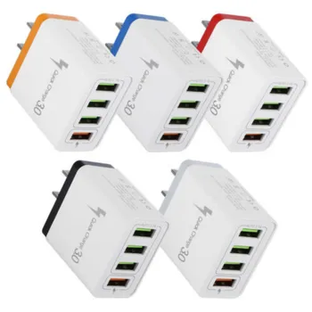 

4 Multi Port Fast Quick Charge 3.0 USB Hub Wall Charger Adapter US/EU Plug Default black color