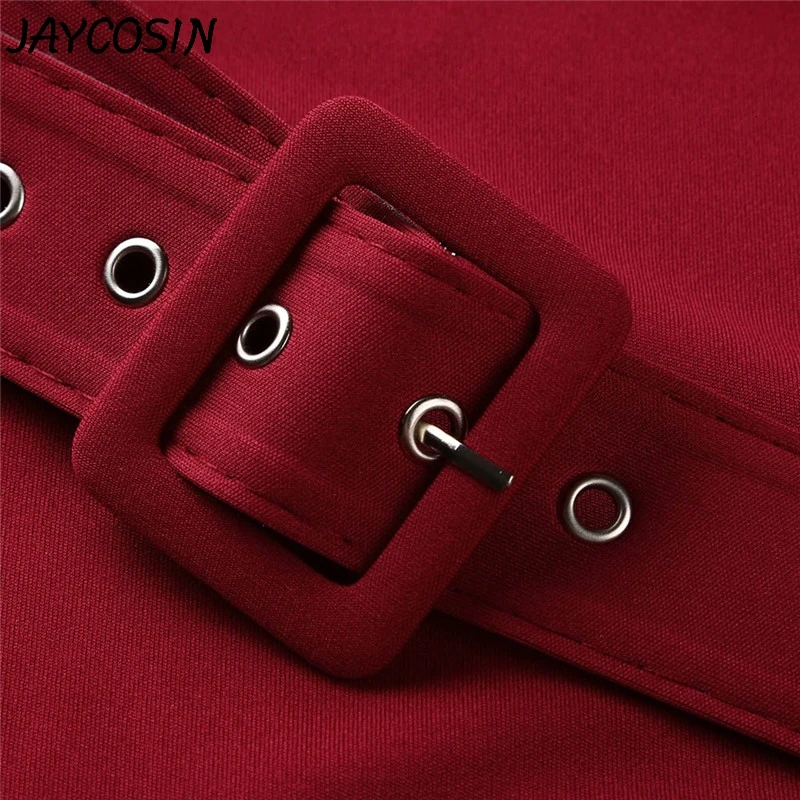 JAYCOSIN, женское платье, однотонное, на молнии, круглый вырез, рукав три четверти, пояс, мини платье, осень, повседневное, а-силуэт, Платья для вечеринок