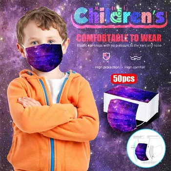 

50PC 3Ply Ear Loop Children's mask Disposable Face Mask For Protection print Mask waterproof Windproof Bandana drop-shipping#3