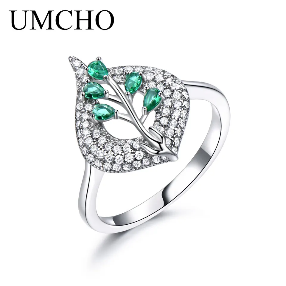 Green Ring UMCHO S925 Стерлинговое Серебро Кольца для женщин кольцо изумруд драгоценный камень Мода Романтический подарок обручение ювелирные изделия - Цвет камня: Green Ring