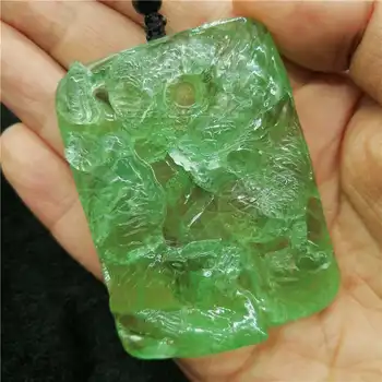 

Green Fluorite Hand Carved Dragon&Tiger Pendant Necklace Natural Stone Jewelry Healing Chakra Gem Necklace Unique Gift