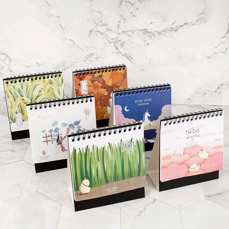 

2020 Cute Cartoon Unicorn Mini Table Calendars Desk Coil Calendar DIY Memo Pad Memorandum Desktop Calendar