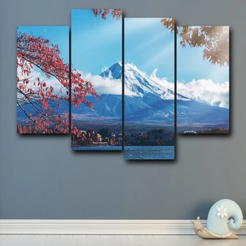 

Laeacco Canvas Fuji Mount Japan Cherry blossom Poster Print Painting Calligraphy Wall Art Picture Living Room Bedroom Home Decor