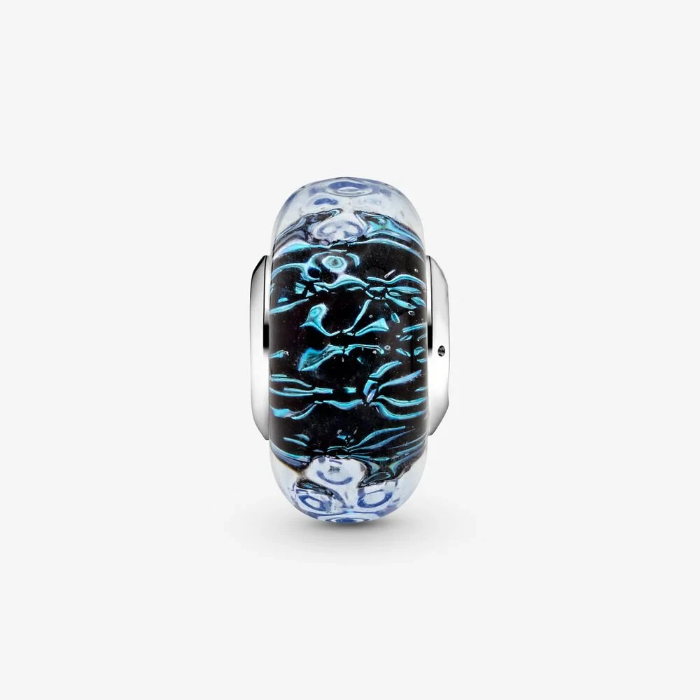 2020-Summer-New-S925-Sterling-Silver-Beads-Wavy-Dark-Blue-Murano-Glass-Ocean-Charms-fit-Original (2)