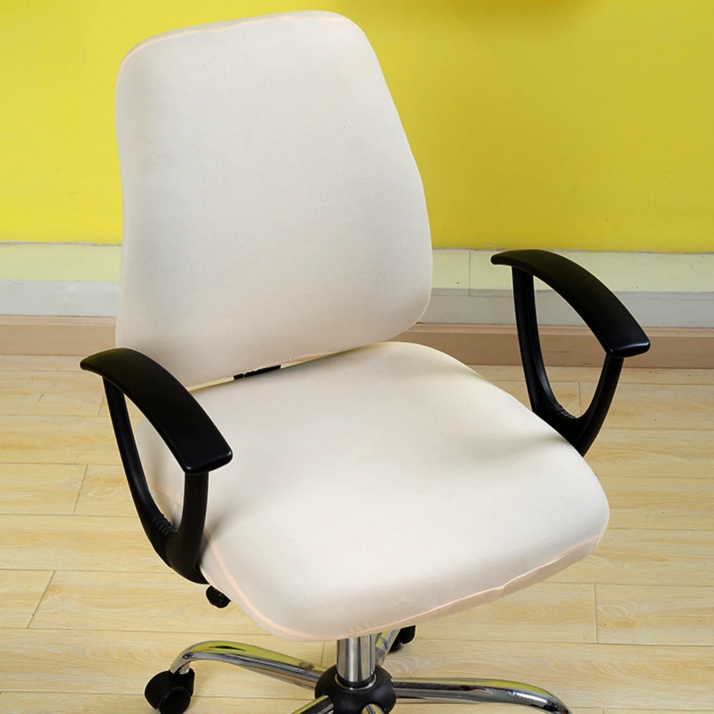 Split Design Chair Covers Stretch Computer Rotating Chair Cover Solid Color for Office Home Study Room Durable Polyester